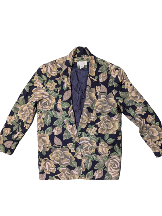 Dividends Jackets & Blazers - Vintage 80s/90s Dividends Floral Rayon Blazer Jacket | Muted Earthy Rose 10